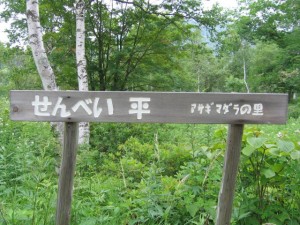 せんべい平の標識